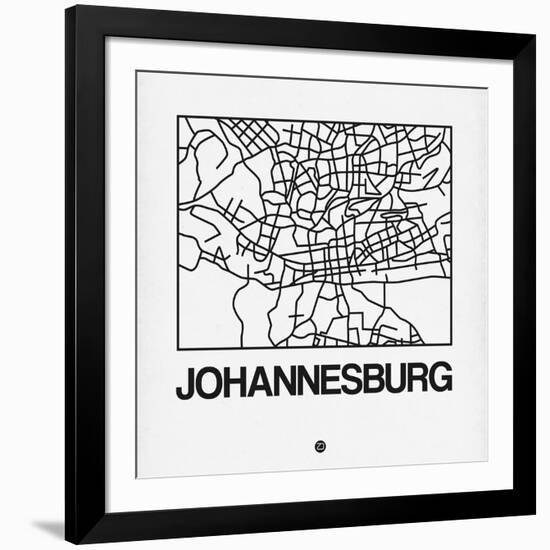 White Map of Johannesburg-NaxArt-Framed Art Print