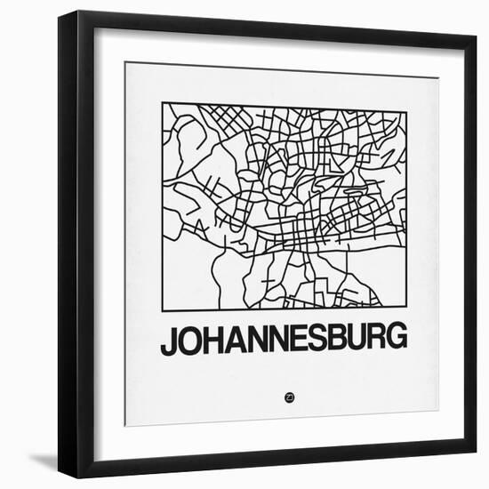 White Map of Johannesburg-NaxArt-Framed Art Print