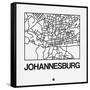 White Map of Johannesburg-NaxArt-Framed Stretched Canvas