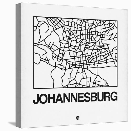 White Map of Johannesburg-NaxArt-Stretched Canvas