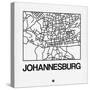 White Map of Johannesburg-NaxArt-Stretched Canvas