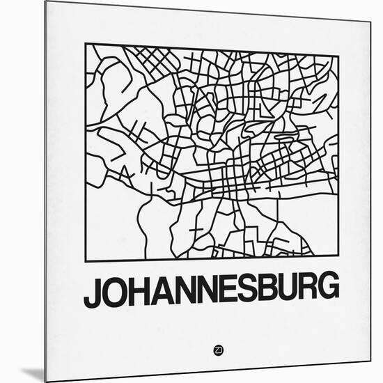 White Map of Johannesburg-NaxArt-Mounted Art Print