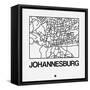 White Map of Johannesburg-NaxArt-Framed Stretched Canvas