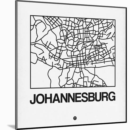 White Map of Johannesburg-NaxArt-Mounted Art Print