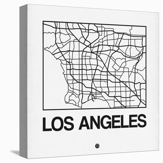 White Map of Los Angeles-NaxArt-Stretched Canvas