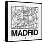 White Map of Madrid-NaxArt-Framed Stretched Canvas