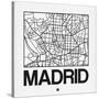 White Map of Madrid-NaxArt-Stretched Canvas