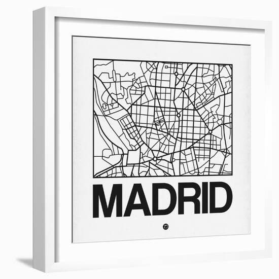 White Map of Madrid-NaxArt-Framed Art Print