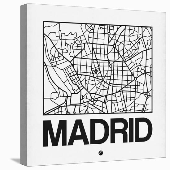 White Map of Madrid-NaxArt-Stretched Canvas