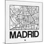 White Map of Madrid-NaxArt-Mounted Art Print