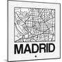 White Map of Madrid-NaxArt-Mounted Art Print