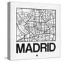 White Map of Madrid-NaxArt-Stretched Canvas