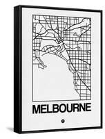 White Map of Melbourne-NaxArt-Framed Stretched Canvas