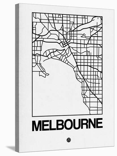 White Map of Melbourne-NaxArt-Stretched Canvas