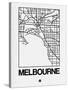 White Map of Melbourne-NaxArt-Stretched Canvas