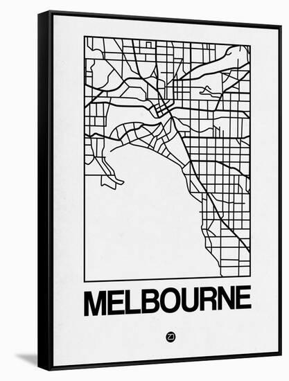 White Map of Melbourne-NaxArt-Framed Stretched Canvas