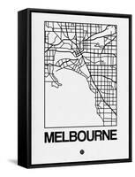 White Map of Melbourne-NaxArt-Framed Stretched Canvas