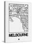 White Map of Melbourne-NaxArt-Stretched Canvas