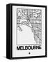 White Map of Melbourne-NaxArt-Framed Stretched Canvas