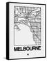 White Map of Melbourne-NaxArt-Framed Stretched Canvas