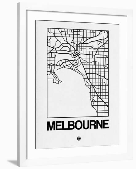 White Map of Melbourne-NaxArt-Framed Art Print