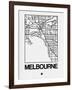 White Map of Melbourne-NaxArt-Framed Art Print