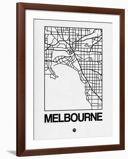 White Map of Melbourne-NaxArt-Framed Art Print