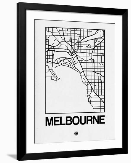 White Map of Melbourne-NaxArt-Framed Art Print