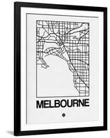 White Map of Melbourne-NaxArt-Framed Art Print