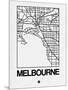 White Map of Melbourne-NaxArt-Mounted Art Print