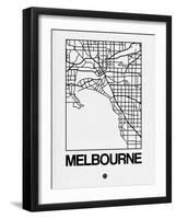 White Map of Melbourne-NaxArt-Framed Art Print