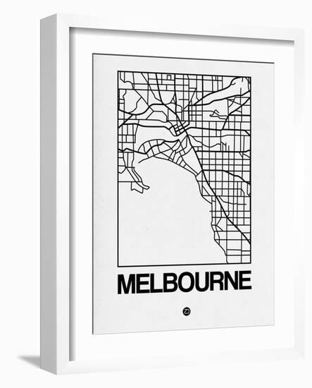 White Map of Melbourne-NaxArt-Framed Art Print