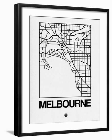 White Map of Melbourne-NaxArt-Framed Art Print