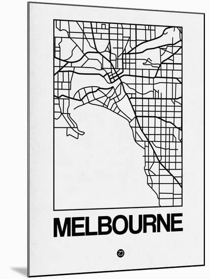 White Map of Melbourne-NaxArt-Mounted Art Print