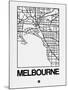 White Map of Melbourne-NaxArt-Mounted Art Print