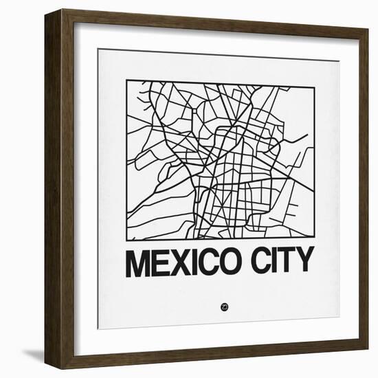 White Map of Mexico City-NaxArt-Framed Art Print
