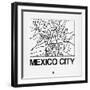 White Map of Mexico City-NaxArt-Framed Art Print