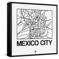 White Map of Mexico City-NaxArt-Framed Stretched Canvas