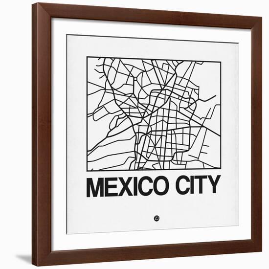 White Map of Mexico City-NaxArt-Framed Art Print