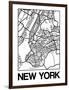 White Map of New York-NaxArt-Framed Art Print