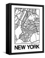 White Map of New York-NaxArt-Framed Stretched Canvas