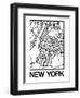 White Map of New York-NaxArt-Framed Art Print