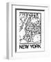 White Map of New York-NaxArt-Framed Art Print