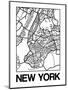 White Map of New York-NaxArt-Mounted Art Print