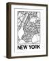 White Map of New York-NaxArt-Framed Art Print