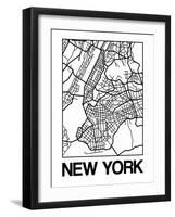 White Map of New York-NaxArt-Framed Art Print