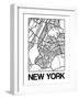 White Map of New York-NaxArt-Framed Art Print