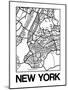 White Map of New York-NaxArt-Mounted Art Print