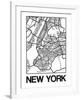 White Map of New York-NaxArt-Framed Art Print