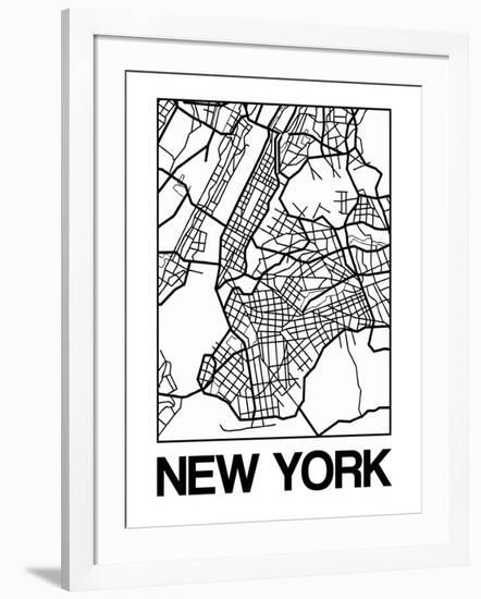 White Map of New York-NaxArt-Framed Art Print